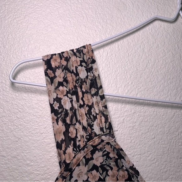 NWT Mesh Floral Mini dress black pink lace slip dress babydoll coquette short - Picture 7 of 16